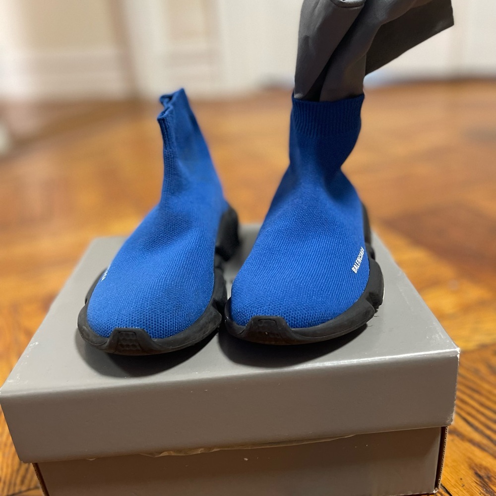 Blue/black Balenciaga sock sneaker; kids size 13/1